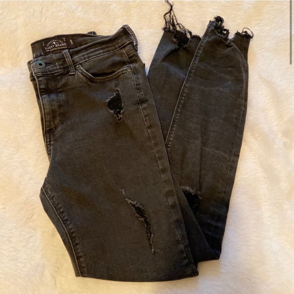 Lucky distressed brooke legging jeans black sz 28